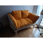 Sofá cama daruma funda naranja y crudo