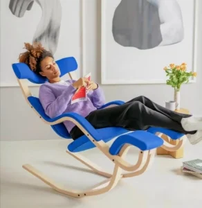 Silla gravity natural tapizado azul